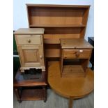 5 HOUSEHOLD ITEMS INC ROUND COFFEE TABLE BOOKSHELF 1 DRAWER OVER 1 DOOR SIDE CABINET ETC