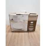 BOXED FREEMONT 20 PIECE WHITE PORCELAIN DINNER SET