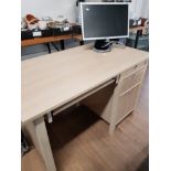 A 3 DRAWER OFFICE TABLE WITH SAMSUNG COMPUTER SCREEN