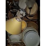 2 BOXES CONTAINING LAMPS AND POTTERY ETX