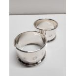 2 HALLMARKED SILVER NAPKIN RINGS BIRMINGHAM 1978 58G