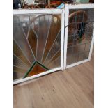 2 ORIGINAL LEADED GLASS WINDOWS 84CM AND 56CM