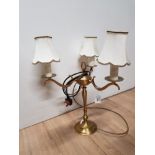 A BRASS 3 BRANCH LAMP