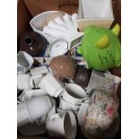 A BOX OF ASSORTED WARE INC JOHNSON BROTHERS TEA WARE ETC