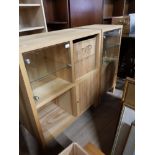 2 DISPLAY CABINETS 1 WITH HANDLED STORAGE BASKET