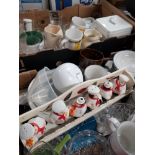 2 BOXES OF ASSORTED WARE INC GLASS WARE ETC