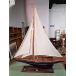 LARGE MODEL OF A YACHT 3FT LONG BY 112CM HIGH
