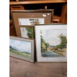 3 WATERCOLOURS AND 1 OIL ON CANVAS COUNTRYSIDE SCENES