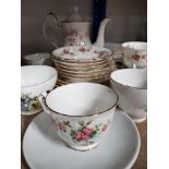 18 PIECES OF AYNSLEY GROTTO ROSE TEA CHINA PLUS ROYAL ASCOT CUPS AND PLATES