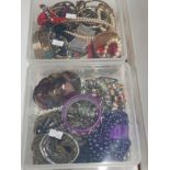 2 BOXES OF MISCELLANEOUS COSTUME JEWELLERY MAINLY BRACELETS AND BANGLES