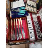 A BOX OF MISCELLANEOUS INC BOXED CUTLERY SETS ETC