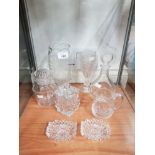 8 PIECES OF ASSORTED CUT CRYSTAL GLASS WARE