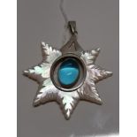 SILVER TOPAZ MOTHER OF PEARL PENDANT