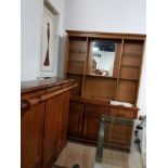 SOLID OAK BAR AND 3 DRAWER OVER 3 DOOR UNIT