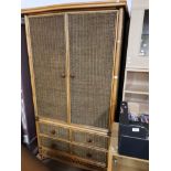 WICKER DOUBLE DOOR WARDROBE WITH 4 STORAGE DRAWERS