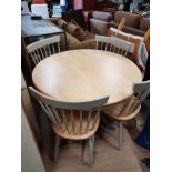 ROUND BEECH KITCHEN TABLE WITH A SET OF 4 CHAIRS