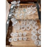 2 BOXES OF ASSORTED GLASSWARE INC DECANTER ETC