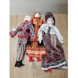 3 HANDMADE DOLLS IN TRADITIONAL RUSSIAN DRESSES