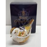 ROYAL CROWN DERBY FIRECREST PAPERWEIGHT WITH GOLD STOPPER AND ORIGINAL BOX