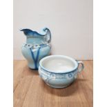 BLUE AND WHITE TOILET JUG AND MATCHING BOWL