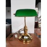 BRASS DESK LIGHT WITH GREEN SHADE