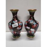 2 BRASS CHINESE CLOISONNE VASES