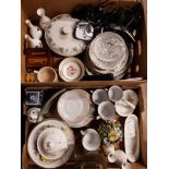 2 BOXES OF MISC CHINA INCLUDING WEDGWOOD AND ROYAL WORCESTER BOWL ETC