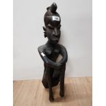 CARVED WOOD AFRICAN TRIBAL FIGURE NUDE WOMAN