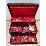 BOX OF COSTUME JEWELLERY INC BANGLES AND SIMULATED PEARL NECKLACES ETC