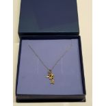 9CT GOLD AND SAPPHIRE DOLPHIN PENDANT AND CHAIN