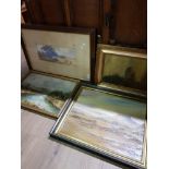 3 FRAMED OIL PAINTINGS AND 1 WATERCOLOUR