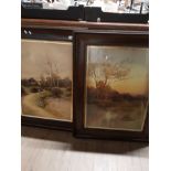 2 LARGE FRAMED PRINTS COTTAGE AND LAKE SCENE