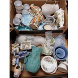 2 BOXES CONTAINING DENBY TEA SET AND RINGTONS JUGS PLUS WEDGWOOD JASPER WARE