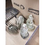 4 GARDEN STONE ORNAMENTS INC RABBIT HEDGEHOG ETC