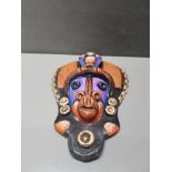 PURPLE FACE POTTERY SOUTH AMERICAN WALL MASK