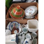 2 BOXES OF ASSORTED WARE INC ROYAL WORCESTER EVESHAM FLAMEPROOF PORCELAIN ETC