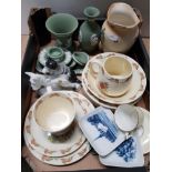 A BOX OF ASSORTED WARE INC WEDGWOOD JASPERWARE WARE