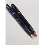 WATERMANS CHAMPION 501 BLACK FOUNTAIN PEN WITH 14CT GOLD NIB TOGETHER WITH A WATERMANS BLACK 513 PEN