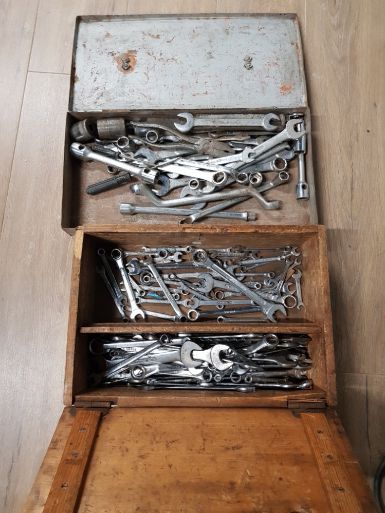 2 BOXES BOTH CONTAINING ASSORTED TOOLS INC SPANNERS ETC