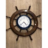 CONVERTED SHIPS WHEEL WALL CLOCK