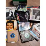 BOX OF 45S AND BUNDLE OF LP RECORDS INCLUDING ELVIS AND FRANK SINATRA ETC