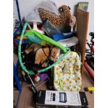 GROUP LOT INCLUDING CHILDS SEAT SOFA TOYS AND ROCKING HORSE ETC