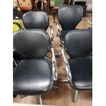 SET OF 4 SWIVEL BASED SALON CHAIRS WITH CHROME ARM SUPPORT AND BASE