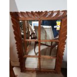 MODERN WOODEN FRAMED WITH A LEAF DESIGN 6 SECTIONED MIRROR