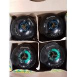 BOXED SET OF 4 HENSELITE CLASSIC 2S DRAKES PRIDE LAWN BOWLS