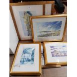 6 GILT FRAMED PRINTS TYNE BRIDGE ETC ALL SIGNED