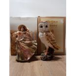 2 BOXED ORNAMENTS SUMMER BREEZE FROM THE LEONARDO COLLECTION AND BARN OWL FROM THE HOUSE OF