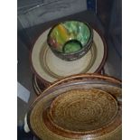 A BOX CONTAINING STONEWARE PLATES AND BOWLS ONE SIGNATURE INDISTINCT