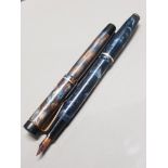 CONWAY STEWART NOIS BLUE MARBLING FOUNTAIN PEN WITH 14CT GOLD NIB TOGETHER WITH A VINTAGE