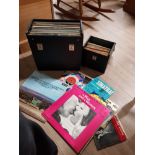BOX OF LP AND 45S RECORDS INCLUDES SINATRA
